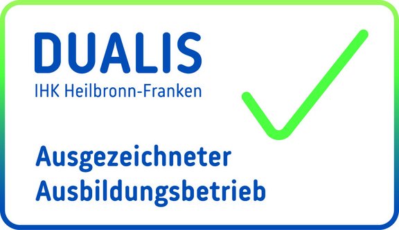 DUALIS-Siegel der IHK Heilbronn-Franken als Ausgezeichneter Ausbildungsbetrieb