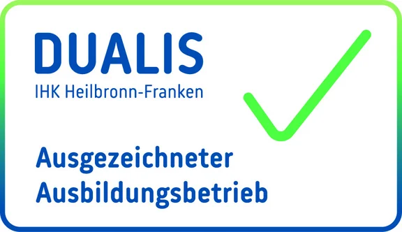 DUALIS-Siegel der IHK Heilbronn-Franken als Ausgezeichneter Ausbildungsbetrieb