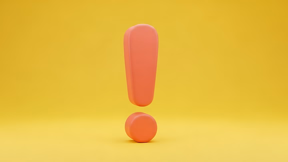 Orangefarbenes Ausrufezeichen auf gelbem Hintergrund