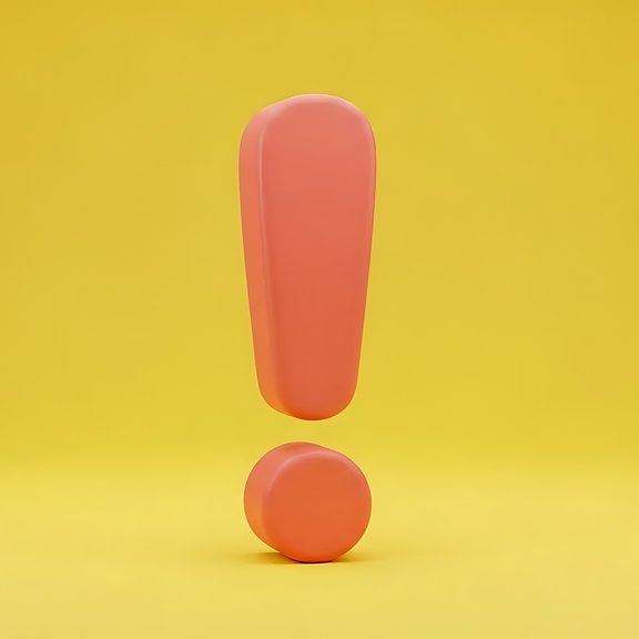 Orangefarbenes Ausrufezeichen auf gelbem Hintergrund