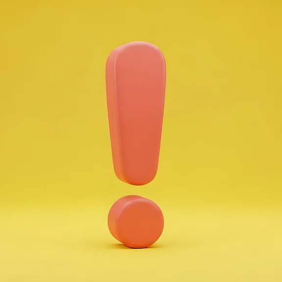 Orangefarbenes Ausrufezeichen auf gelbem Hintergrund