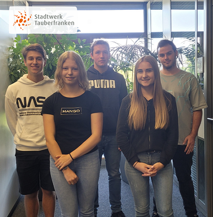 Neue Azubis Gruppenbilder der 5 neuen Auszubildenden (2 Frauen, 3 Männer)